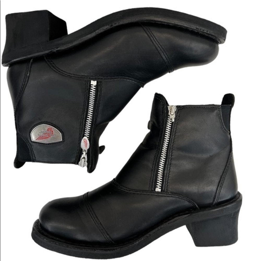 Red Wing Women’s Double Zip Black Leather Motorcycle Boots - Picture 3 of 16